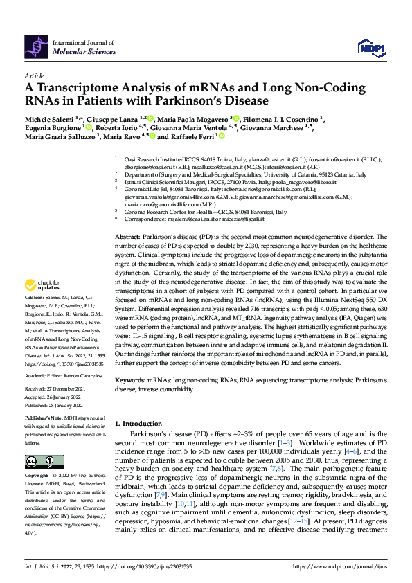 (PDF) A Transcriptome Analysis of mRNAs and Long Non-Coding RNAs in ...