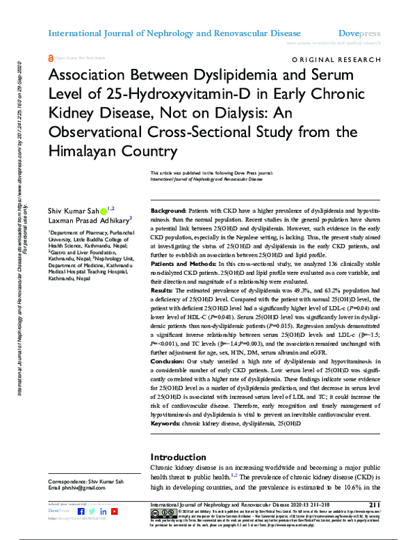 (PDF) Association Between Dyslipidemia and Serum Level of 25 ...