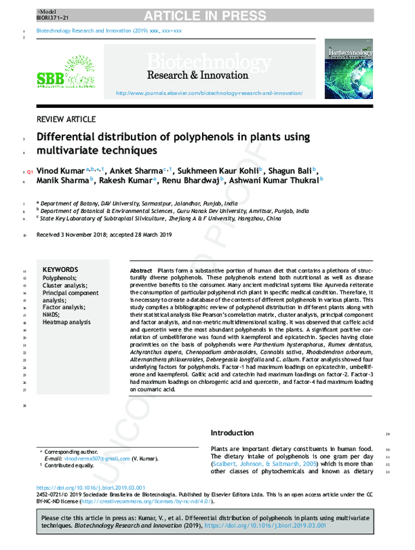 (PDF) Differential distribution of polyphenols in plants using ...