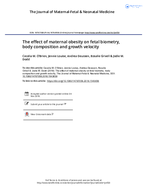 (PDF) The effect of maternal obesity on fetal biometry, body ...