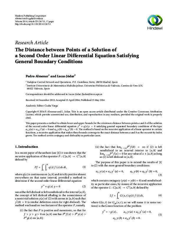 (PDF) The distance between points of a solution of a second order ...