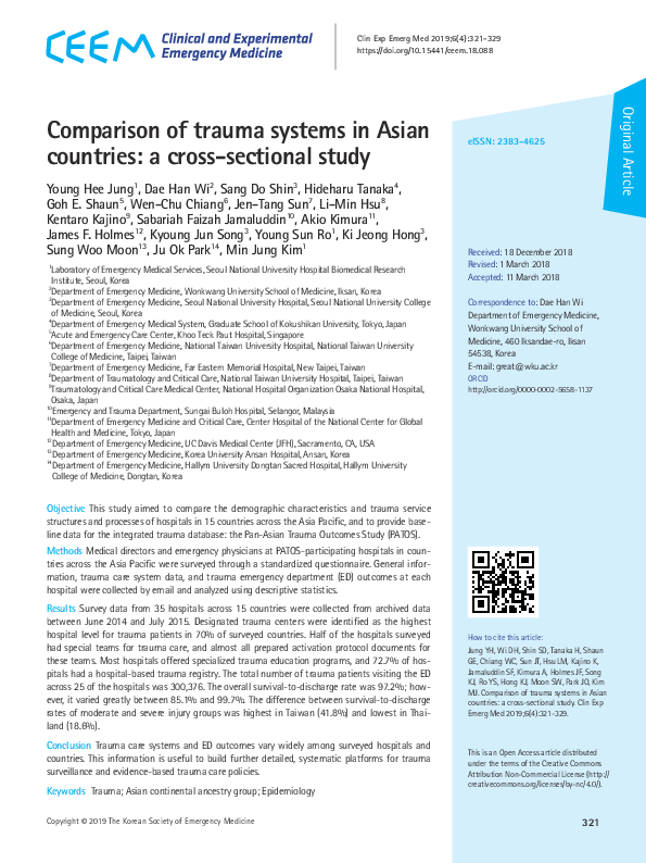 (PDF) Comparison of trauma systems in Asian countries: a cross ...