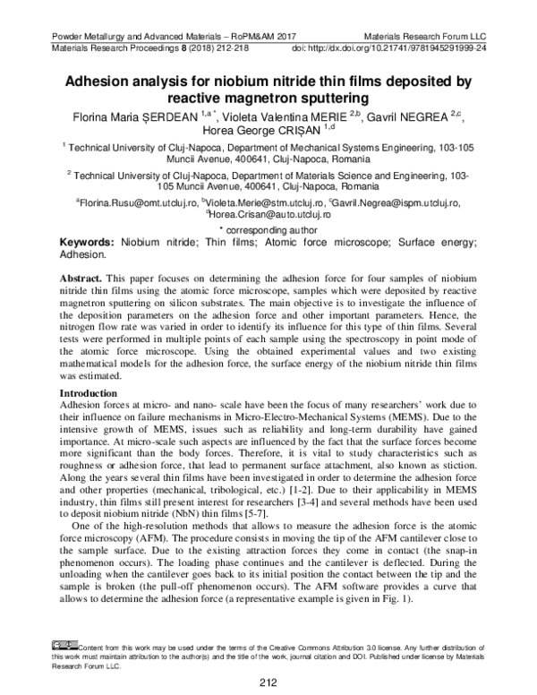 (PDF) Adhesion analysis for niobium nitride thin films deposited by ...
