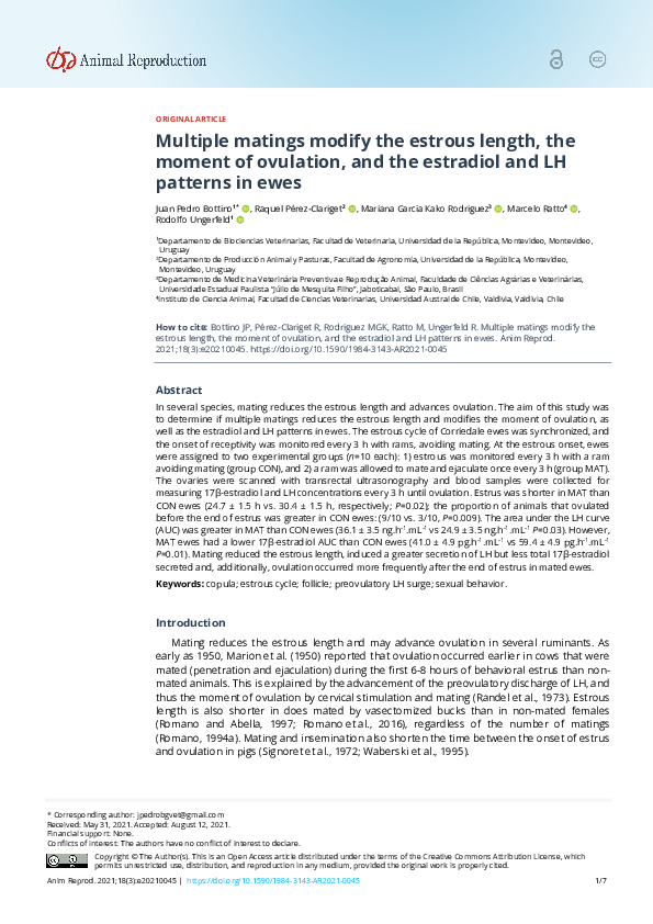 (PDF) Multiple matings modify the estrous length, the moment of ...