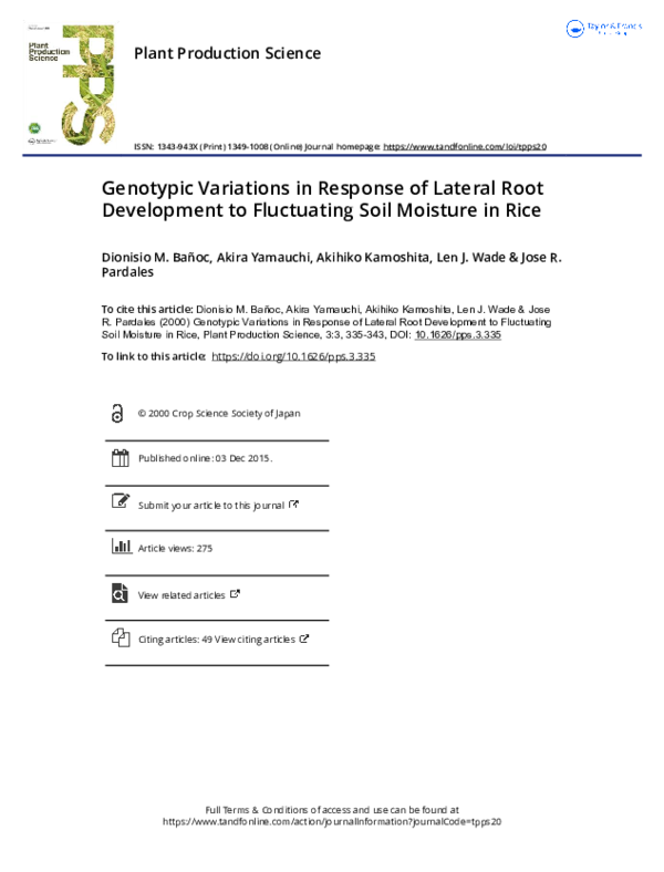 (PDF) Genotypic Variations in Response of Lateral Root Development to ...
