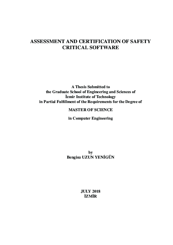 (PDF) Assessment and certification of safety critical software