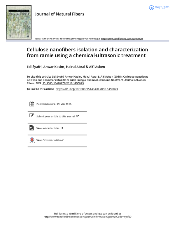 (PDF) Cellulose nanofibers isolation and characterization from ramie ...