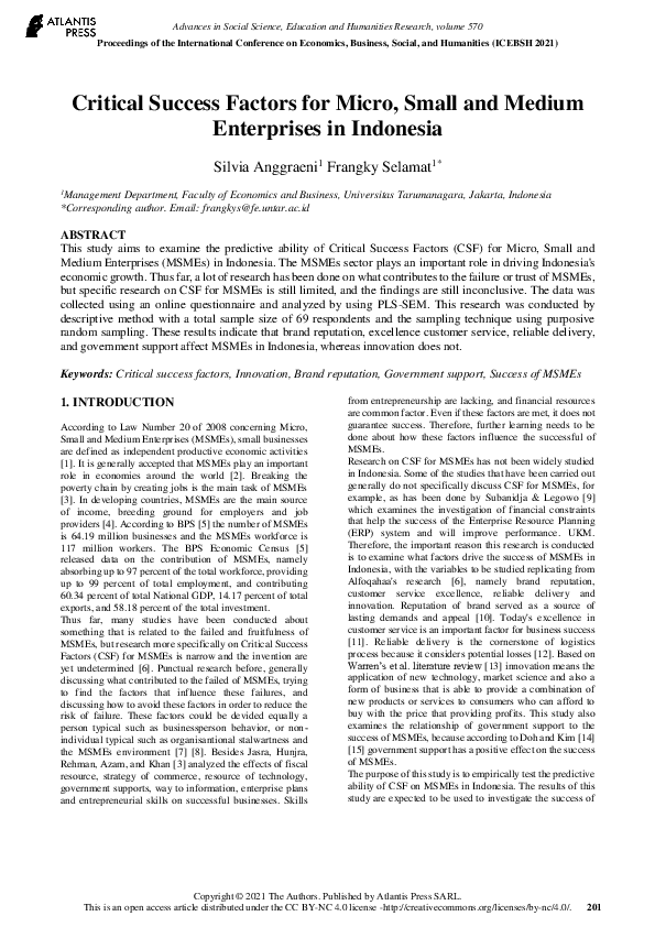  pdf critical success factors for micro small and medium enterprises