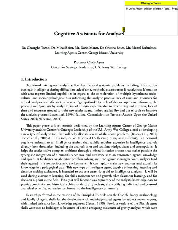 (PDF) Cognitive assistants for analysts