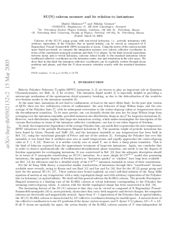 (PDF) S U ( N ) caloron measure and its relation to instantons