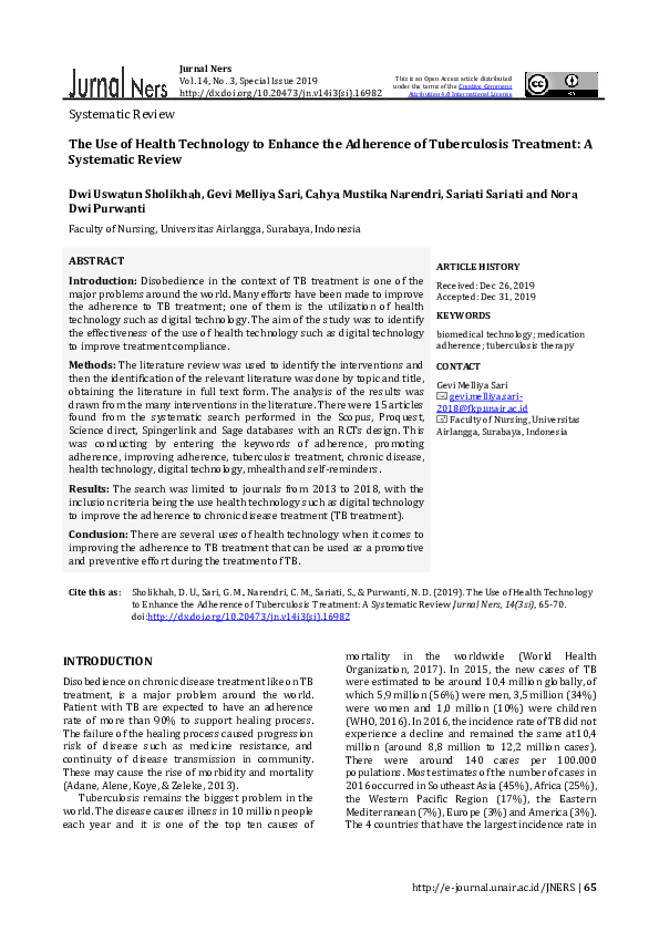 (PDF) The Use of Health Technology to Enhance the Adherence of ...