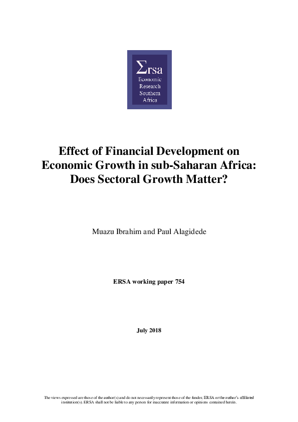 (PDF) Effect of financial development on economic growth in sub-Saharan ...