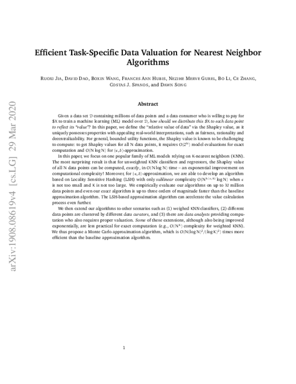 (PDF) Efficient task-specific data valuation for nearest neighbor ...