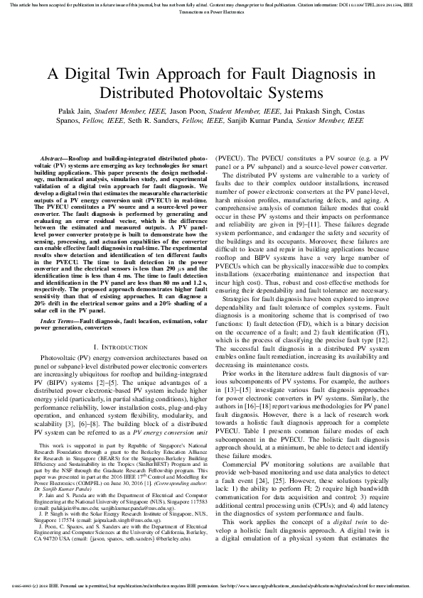 (PDF) A Digital Twin Approach for Fault Diagnosis in Distributed ...