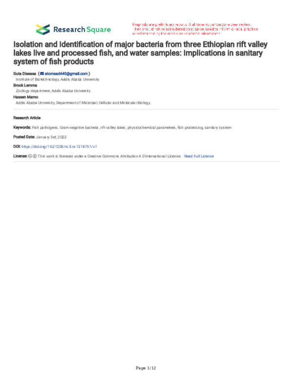 (PDF) Isolation and Identification of major bacteria from three ...