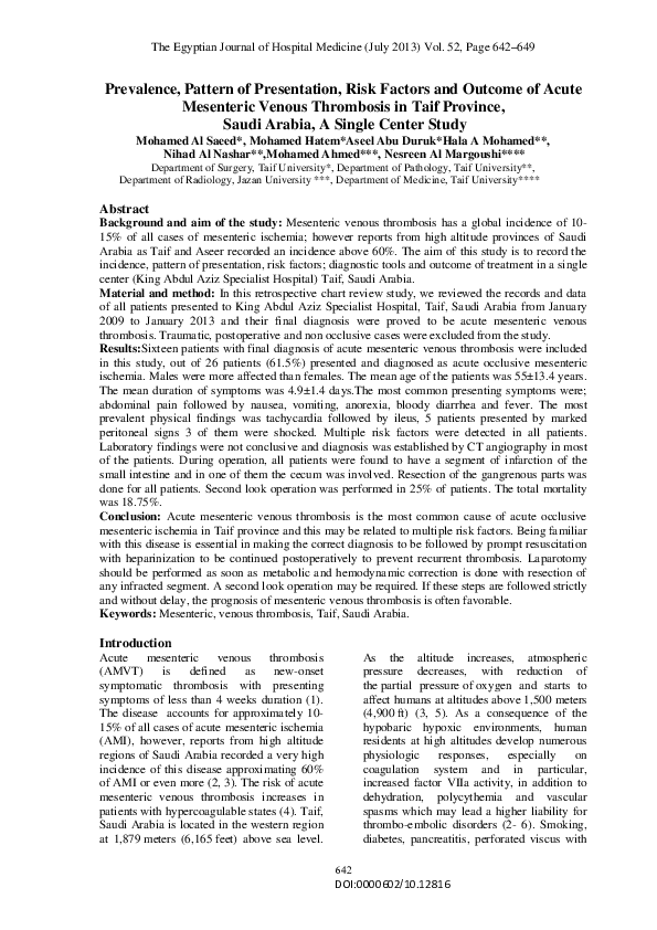 (PDF) Prevalence , Pattern of Presentation , Risk Factors and Outcome ...