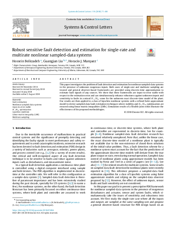 (PDF) Robust sensitive fault detection and estimation for single-rate ...