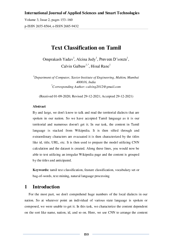 (PDF) Text Classification on Tamil
