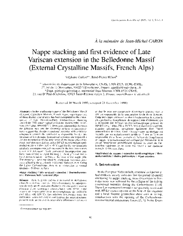 (PDF) Nappe stacking and first evidence of Late Variscan extension in ...