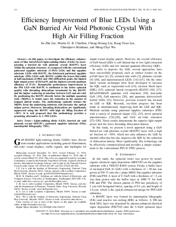 (PDF) Efficiency Improvement of Blue LEDs Using a GaN Burried Air Void ...