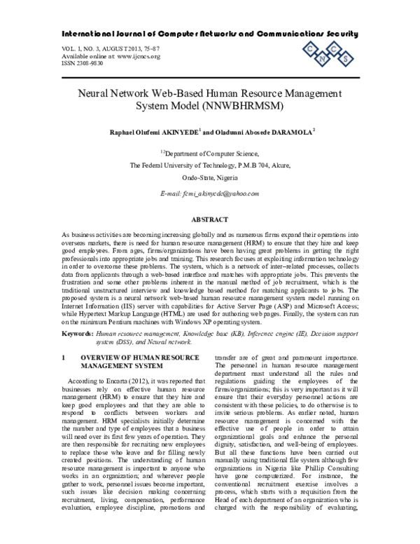 (PDF) Neural Network Web-Based Human Resource Management System Model ...
