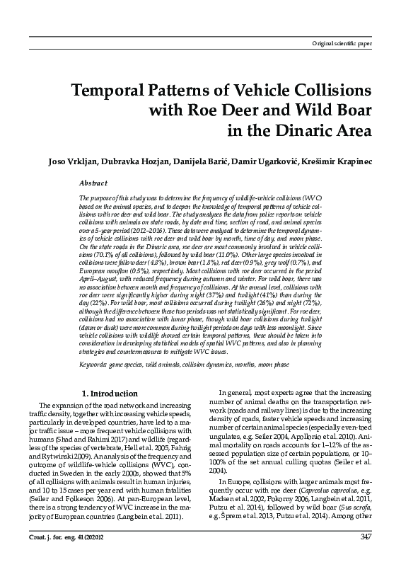 (PDF) Temporal Patterns of Vehicle Collisions with Roe Deer and Wild ...
