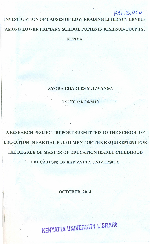 (PDF) Investigation of causes of low reading literacy levels among ...