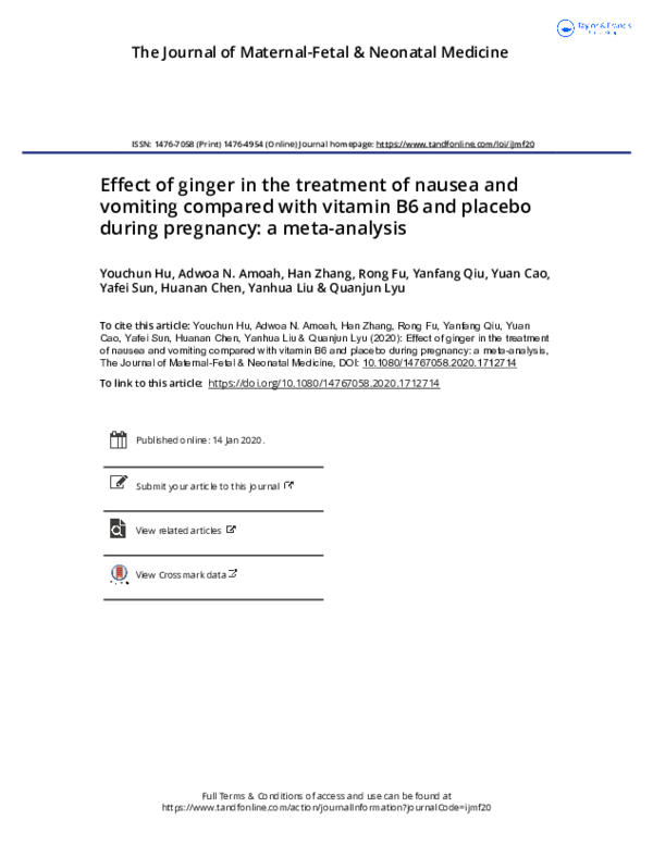 (PDF) Effect of ginger in the treatment of nausea and vomiting compared