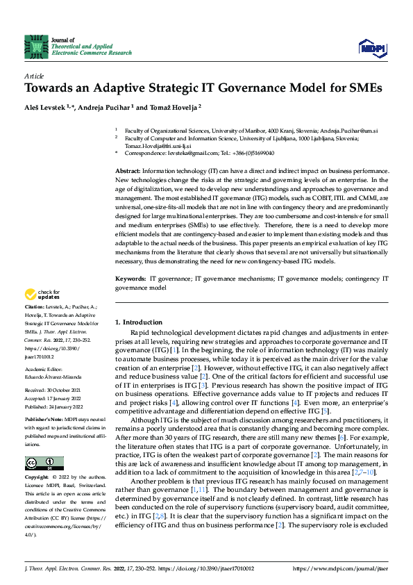 (PDF) Towards an Adaptive Strategic IT Governance Model for SMEs