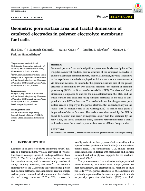 (PDF) Geometric pore surface area and fractal dimension of catalyzed