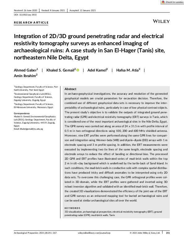 (PDF) Integration of 2D/3D ground radar and electrical