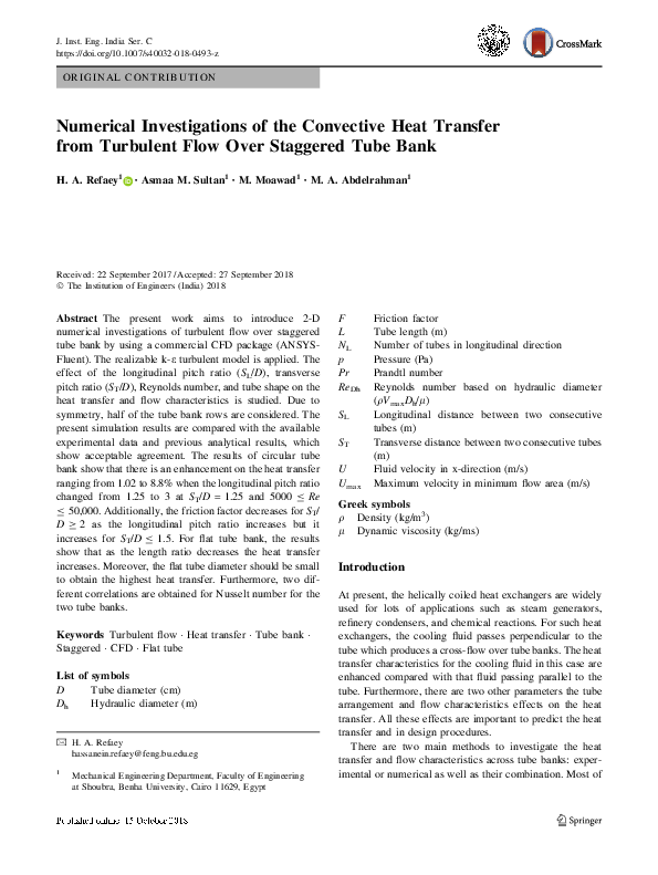 (PDF) Numerical Investigations of the Convective Heat Transfer from ...