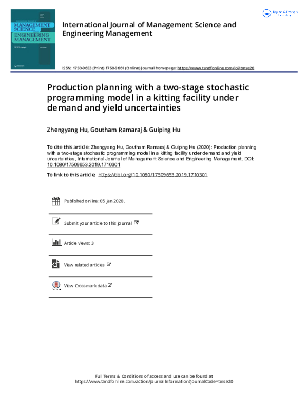 (PDF) Production planning with a two-stage stochastic programming model ...