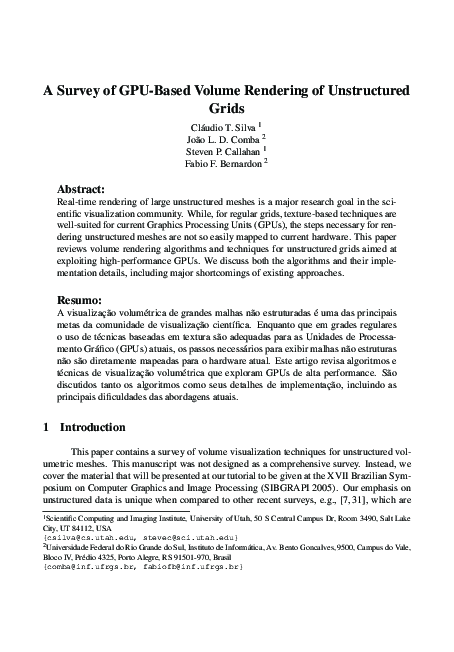 (PDF) A survey of GPU-based volume rendering of unstructured grids