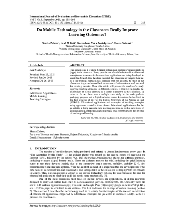 (PDF) Do Mobile Technology in the Classroom Really Improve Learning ...