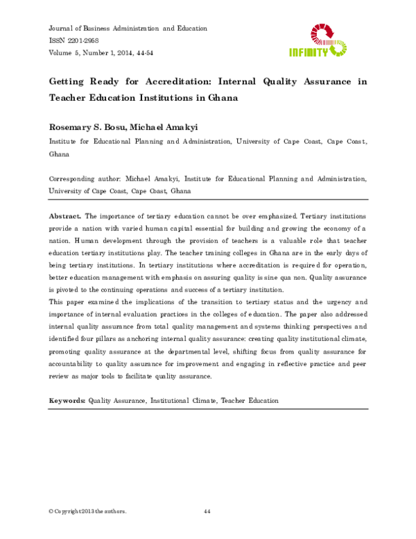 (PDF) Getting Ready for Accreditation: Internal Quality Assurance in ...