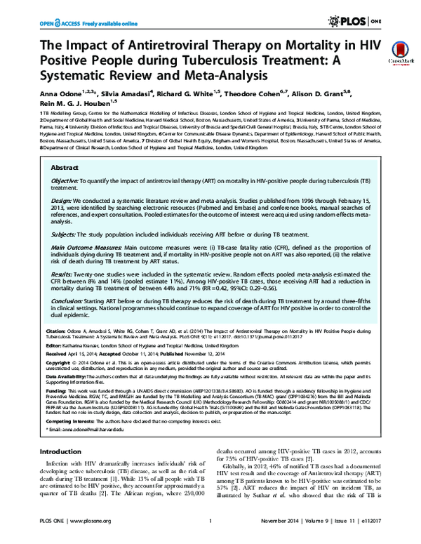 (PDF) The impact of antiretroviral therapy on mortality in HIV positive ...
