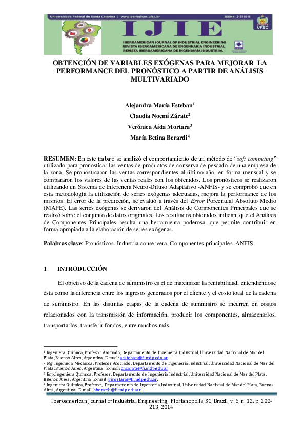(PDF) Obtención de Variables Exógenas para Mejorar la Performance del Pronóstico a Partir de