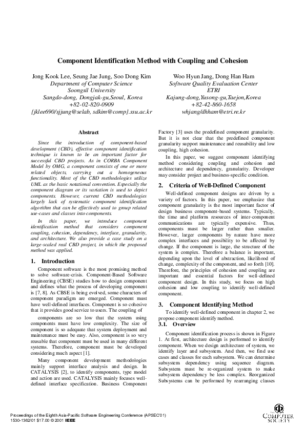 (PDF) Component identification method with coupling and cohesion