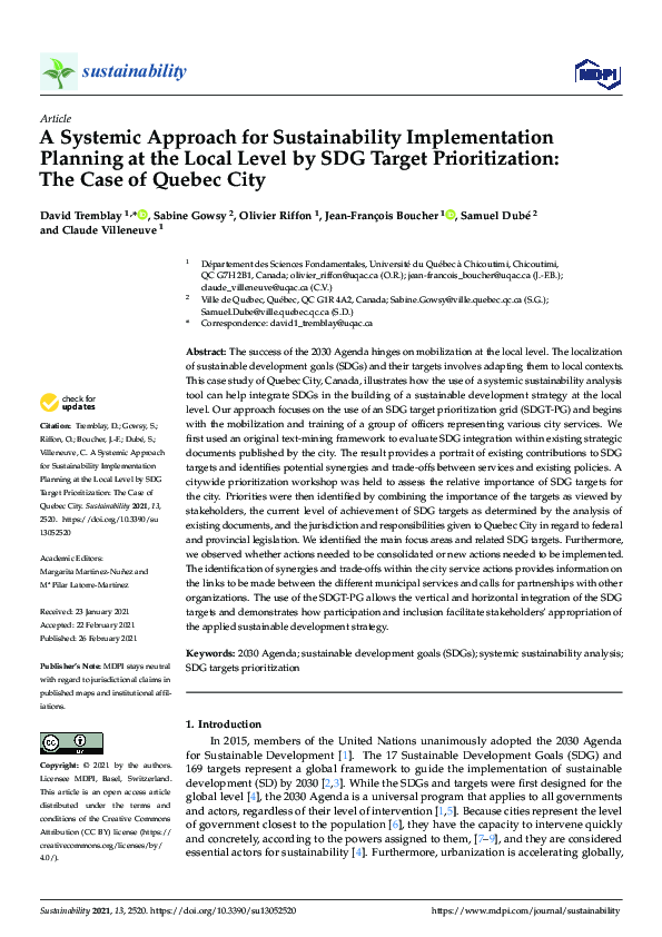 (PDF) A Systemic Approach for Sustainability Implementation Planning at ...