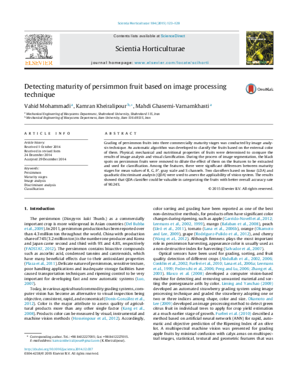 (PDF) Detecting maturity of persimmon fruit based on image processing ...