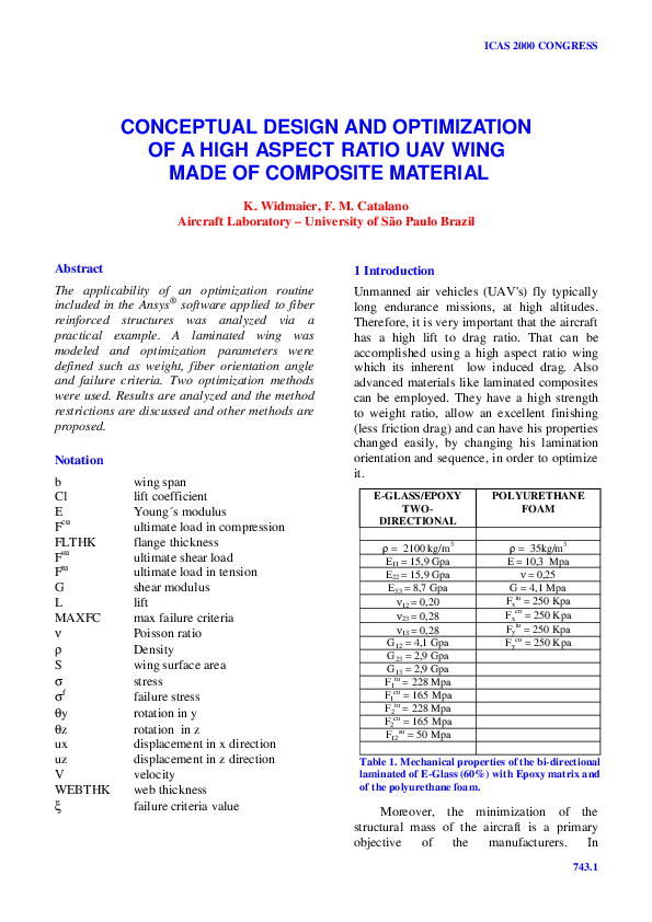 (PDF) Conceptual design and optimization of a high aspect ratio UAV ...