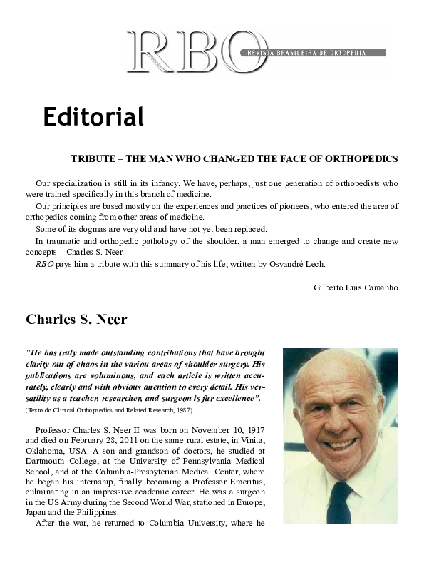 (PDF) Tributo - Um homem que mudou a ortopedia | Osvandre Lech ...