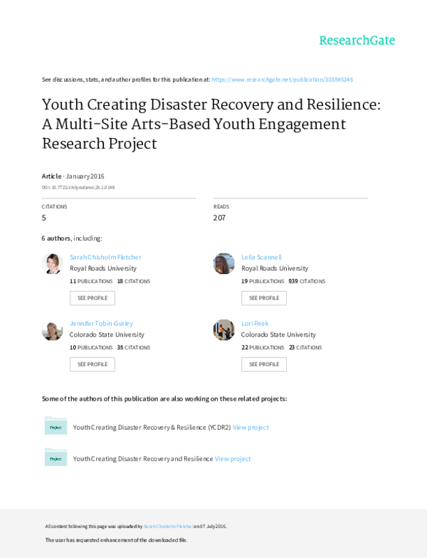 (PDF) Youth Creating Disaster Recovery and Resilience: A Multi-Site ...