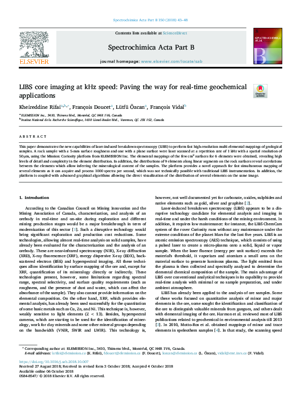 (PDF) LIBS core imaging at kHz speed: Paving the way for real-time ...