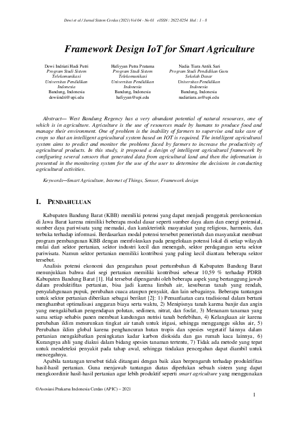 (PDF) Framework Design IoT for Smart Agriculture