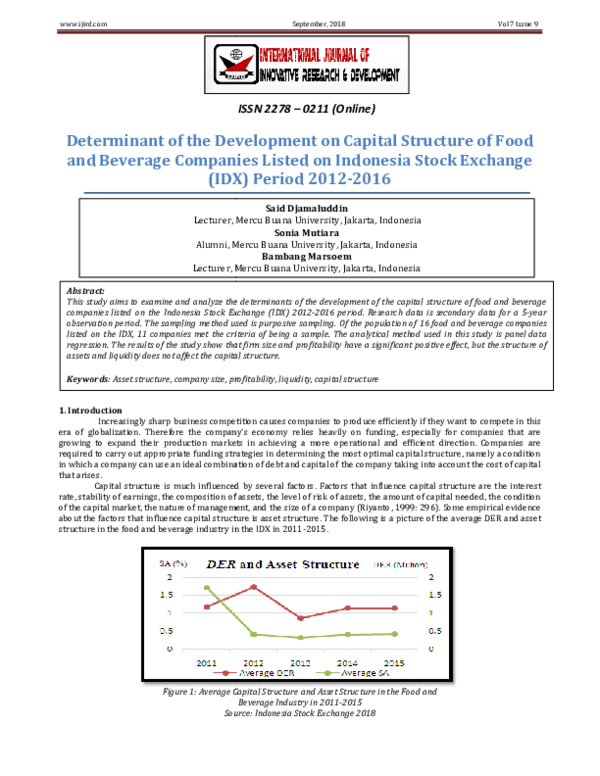 (PDF) Determinant of the Development on Capital Structure of Food and ...