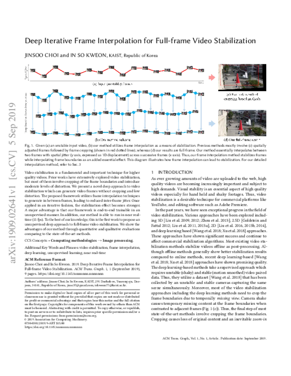 (PDF) Deep Iterative Frame Interpolation for Full-frame Video Stabilization