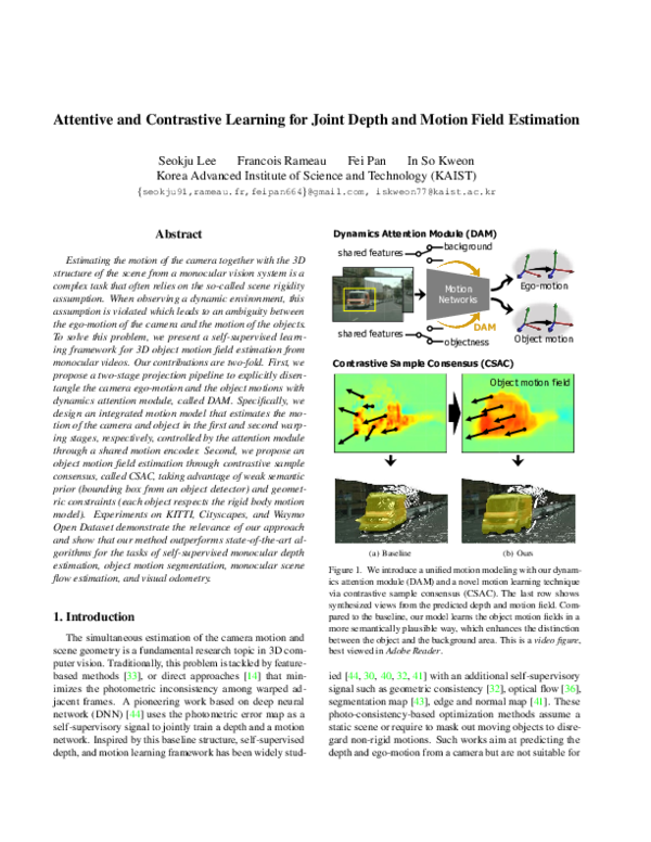 (PDF) Attentive and Contrastive Learning for Joint Depth and Motion ...