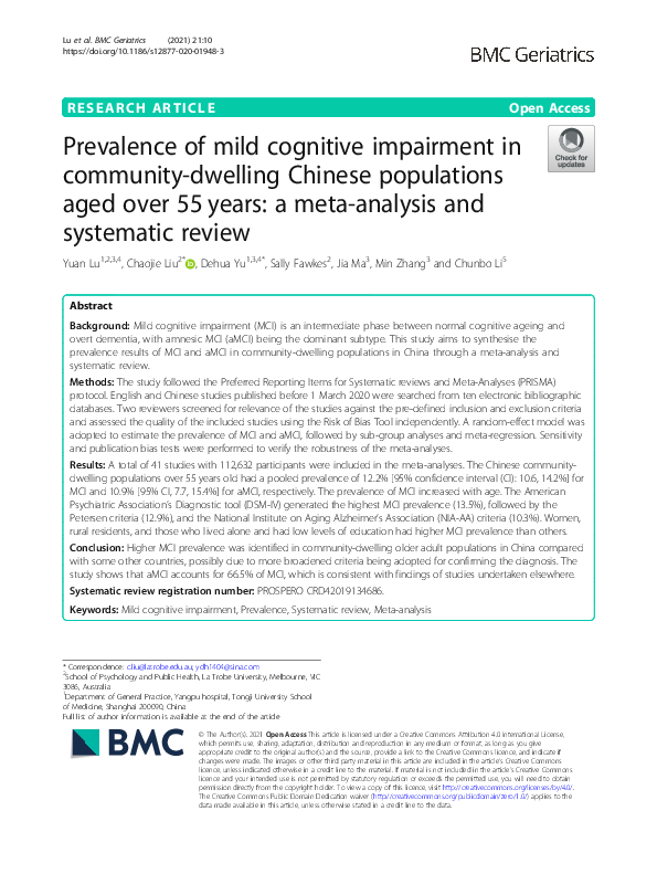 (PDF) Prevalence of mild cognitive impairment in community-dwelling ...